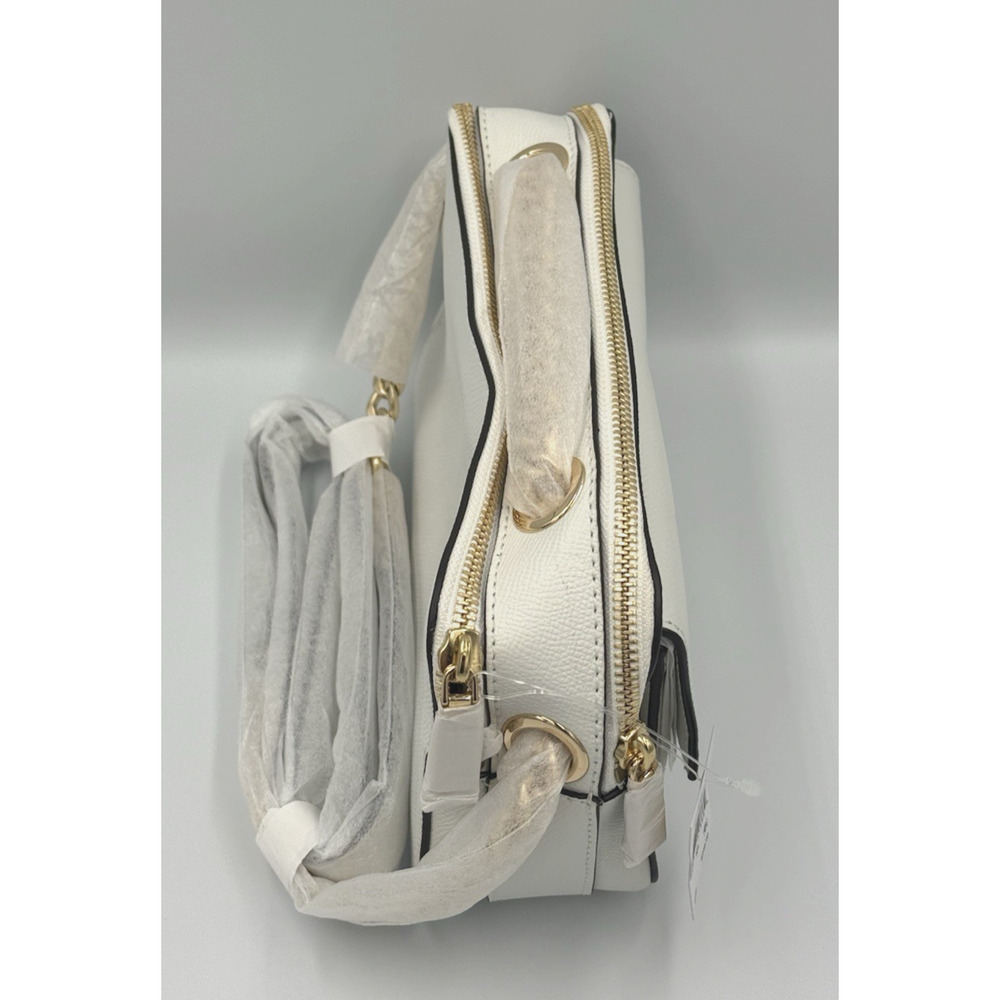 Michael Kors Sylvia Large Double Zip Crossbody Optic White Leather New With Tags - Picture 4 of 11